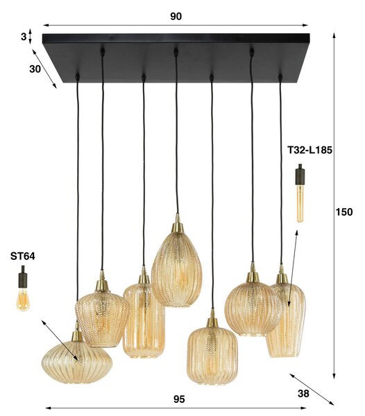 ZIJLSTRA Lampa wisząca szklana Pattern, możliwość ściemniania, salon / jadalnia, szkło