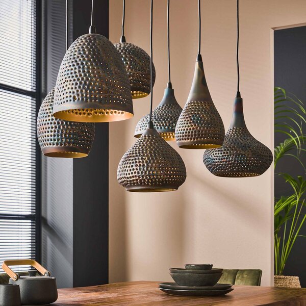 ZIJLSTRA Lampa wisząca Punchray, możliwość ściemniania, czarny, salon / jadalnia, metal