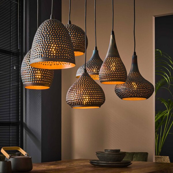 ZIJLSTRA Lampa wisząca Punchray, możliwość ściemniania, czarny, salon / jadalnia, metal
