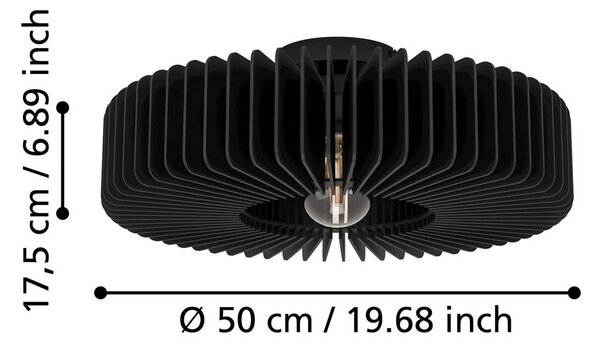 EGLO Lampa sufitowa Palombaia, możliwość ściemniania, czarny, metal