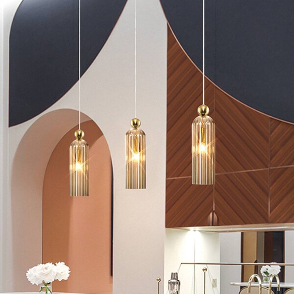 Maytoni Lampa wisząca szklana Antic, możliwość ściemniania, mosiężny / złoty, salon / jadalnia, szkło, nowoczesny