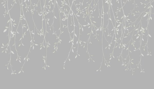 Fototapeta Białe i szare tło z liśćmi, Fototapety Kwiaty, Popularne Fototapety, w01522v3 - Tapeko.pl