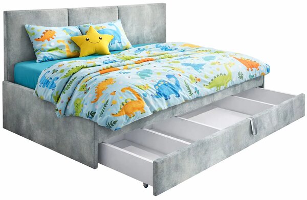 Popielata sofa z szufladą na pościel H6-P63