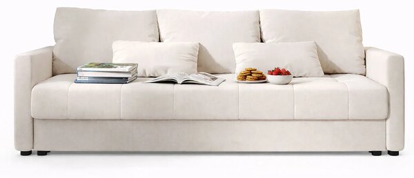 Kremowa welurowa sofa tapicerowana N4-M33