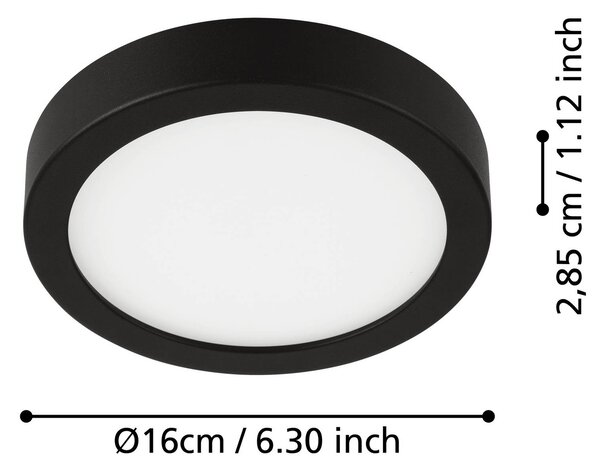 EGLO Lampa sufitowa LED Fueva 5 IP44 3000K czarna Ø16cm