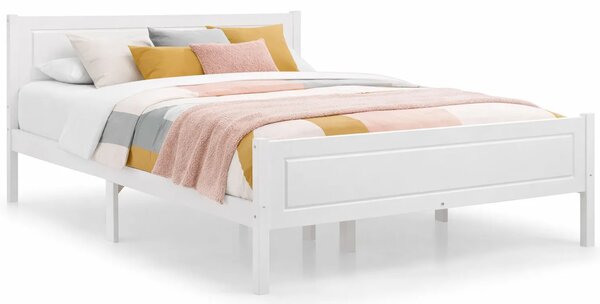 Białe dwuosobowe drewniane łóżko 140x200 W7-W74