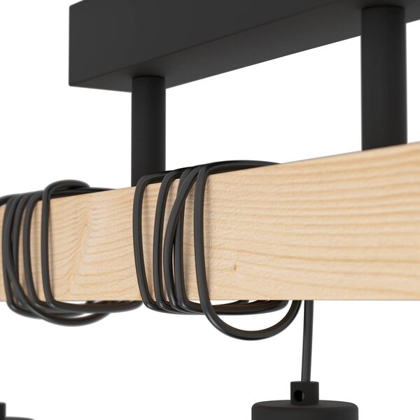 EGLO Lampa sufitowa Townshend 5, jasne drewno, salon / jadalnia, drewno, vintage