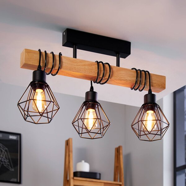 EGLO Lampa sufitowa Townshend 5, jasne drewno, salon / jadalnia, drewno, vintage