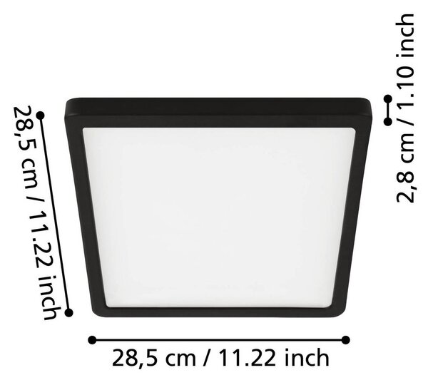 EGLO Lampa sufitowa LED Fueva 5, czarny, łazienka, metal, nowoczesny