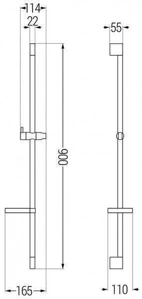 Mexen DS drążek prysznicowy z mydelniczką 90 cm, czarny - 79383-70