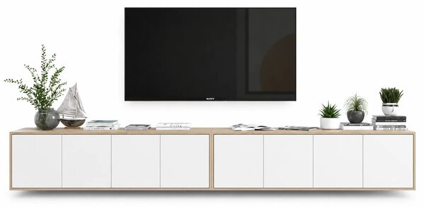 Zestaw wiszących szafek rtv dąb wotan + biały R0-C18