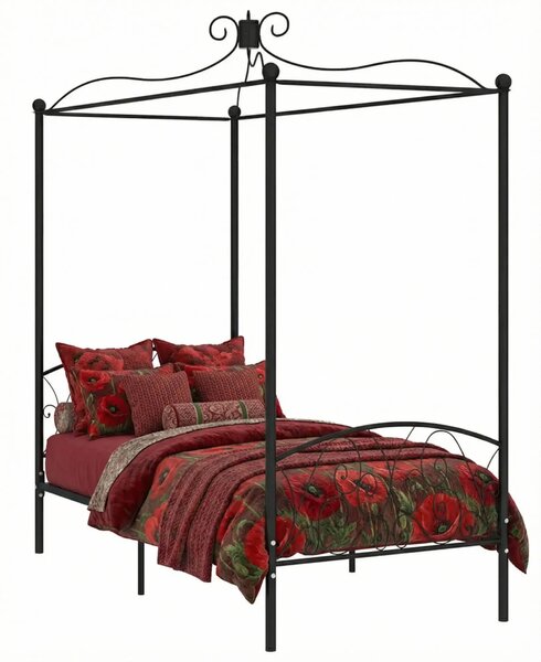 Czarne łóżko z baldachimem z metalu 90x200 cm N7-T51