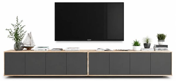 Zestaw wiszących szafek rtv dąb wotan + grafit W5-E08