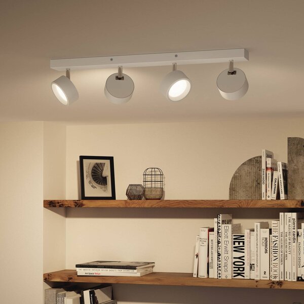 Philips Bracia reflektor sufitowy LED 4-punktowy, biały, biały / opal, salon / jadalnia, aluminium, nowoczesny