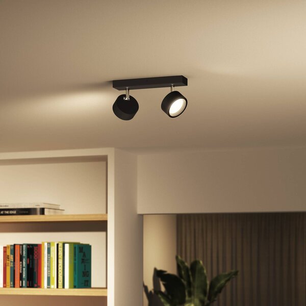 Philips Bracia reflektor sufitowy LED 2-punktowy, czarny, czarny, salon / jadalnia, aluminium, nowoczesny
