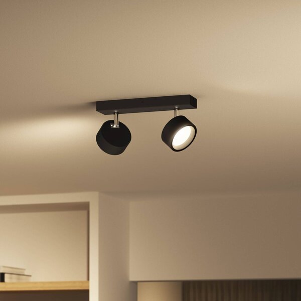 Philips Bracia reflektor sufitowy LED 2-punktowy, czarny, czarny, salon / jadalnia, aluminium, nowoczesny