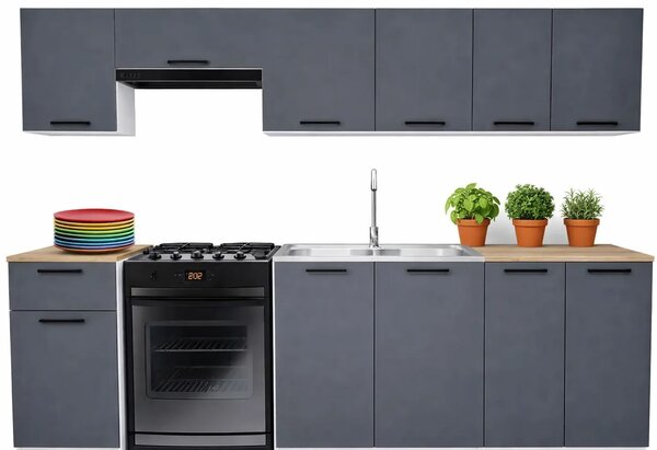 Zestaw mebli kuchennych 240 cm antracyt D5-Z51
