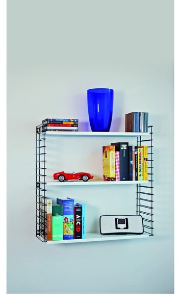 Czarny regał 3-poziomowy z białymi półkami Metaltex Libro, szer. 70 cm