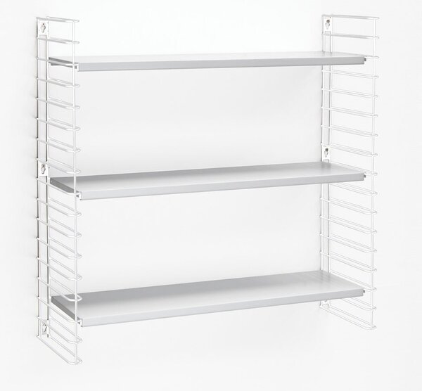 Półka 3-poziomowa z białymi elementami Metaltex Libro, dł. 70 cm