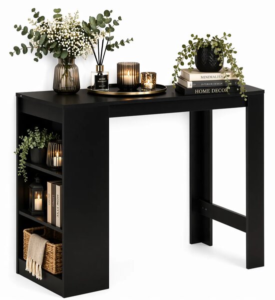 Stolik barowy z półkami czarny F6-H31