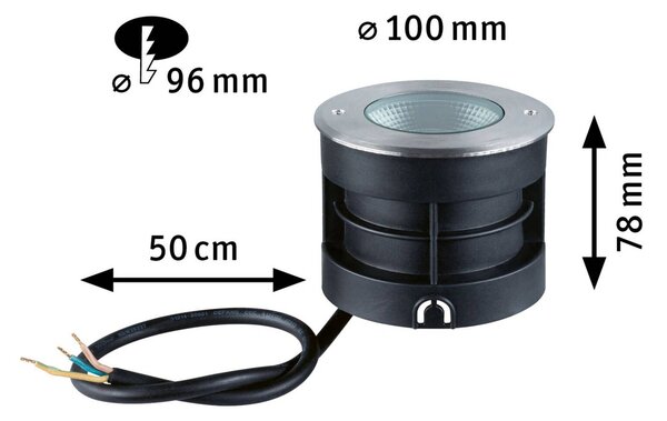 Paulmann Vanea oprawa wpuszczana podłogowa LED IP67, Ø 10cm, aluminiowy / szary / cynkowy, aluminium, nowoczesny