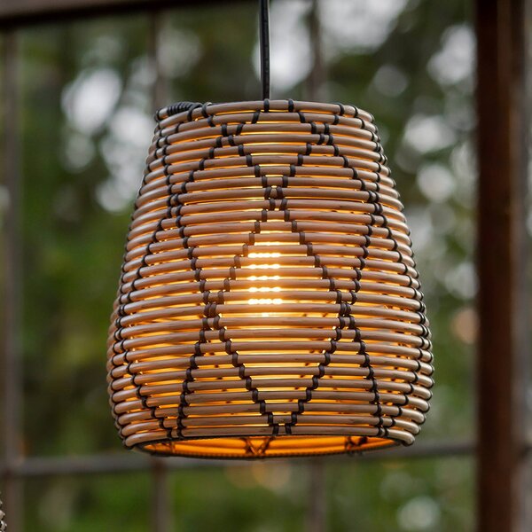 PR Home Lollo lampa wisząca zewnętrzna, wygląd naturalnego rattanu, Ø 28 cm, brązowy / rdzawy, tworzywo sztuczne