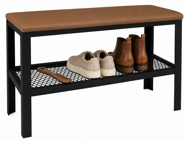 Siedzisko z metalowym stelażem w stylu loft czarny + ciemny beż F0-T47