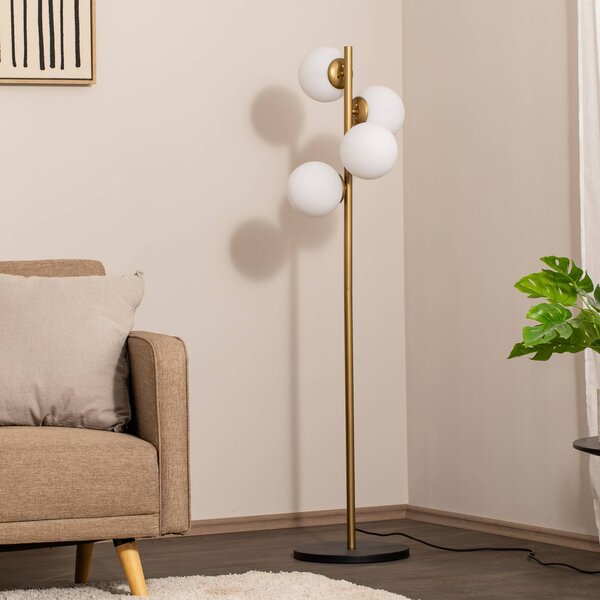 Lampa stojąca Faze Opviq, mosiężny / złoty, salon / jadalnia, metal