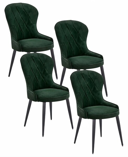 Komplet zielonych eleganckich krzeseł pikowanych 4 szt. A8-A29