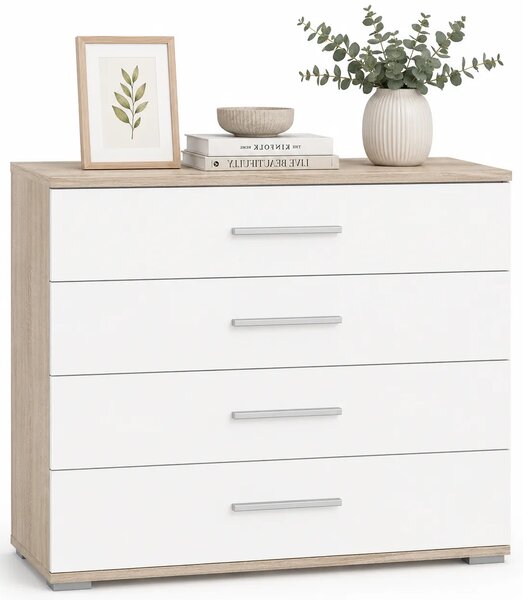 Minimalistyczna komoda biała + dąb sonomaH6-D37
