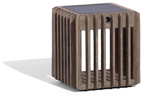 Les Jardins Solarna lampa stołowa LED Verti, teak-szary, 3000 K, 300 lm możliwość ściemniania, jasne drewno, drewno, nowoczesny