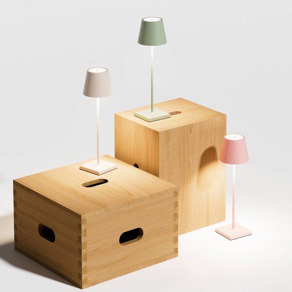 Sigor Akumulatorowa lampa stołowa LED Nuindie, USB-C, beżowa, IP54, ściemniana możliwość ściemniania, kremowy / amber, salon / jadalnia, aluminium, nowoczesny
