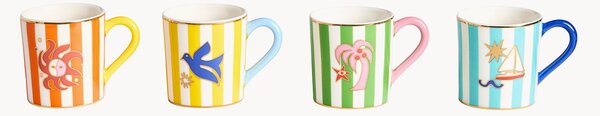Komplet filiżanek ze spodkiem z porcelany Playa, 4 elem