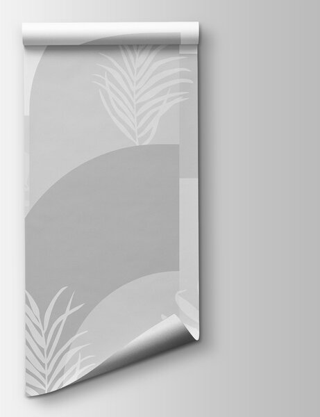 Fototapeta Szare i białe tło z białymi liśćmi, Nowoczesne Fototapety, Popularne Fototapety, w02101v2 - Tapeko.pl