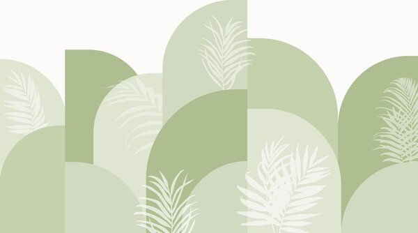 Fototapeta Zielone i białe tło z białymi liśćmi, Fototapety Natura, Popularne Fototapety, w02101v1 - Tapeko.pl