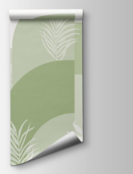 Fototapeta Zielone i białe tło z białymi liśćmi, Fototapety Natura, Popularne Fototapety, w02101v1 - Tapeko.pl