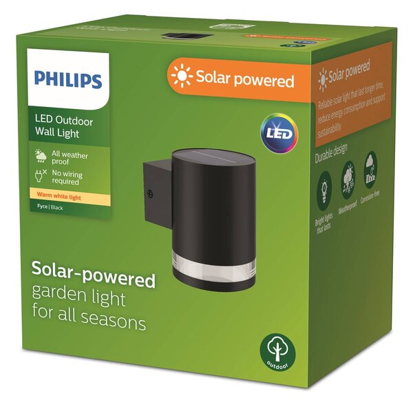 Philips kinkiet zewnętrzny LED Fyce, czarny, tworzywo sztuczne, nowoczesny
