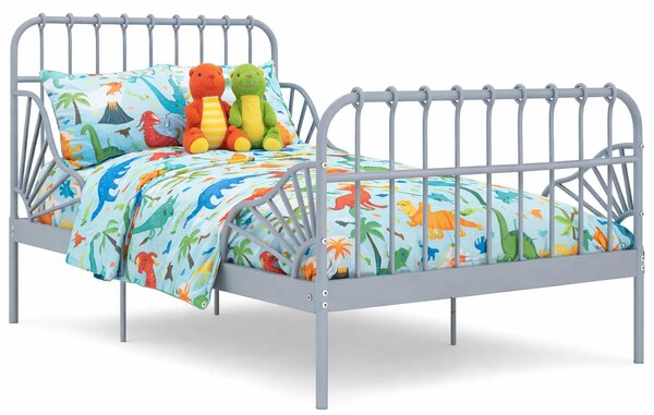 Szare metalowe łóżko rosnące z dzieckiem rozsuwane 80x130/200 cm - Kasja