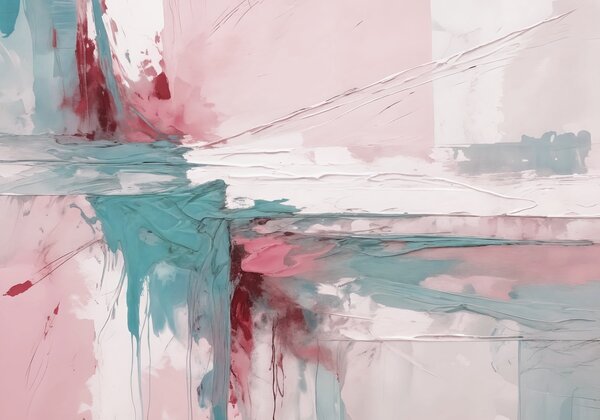 Fototapety Minimalistyczna kompozycja abstrakcyjna z odważnymi pociągnięciami pędzla w kolorze różowym,, Fototapety Akwarele, w08414v1 : Uwalls.pl
