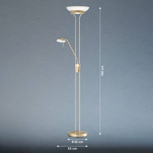 FISCHER & HONSEL Lampa stojąca LED Pool, możliwość ściemniania, mosiężny / złoty, salon / jadalnia, metal, nowoczesny