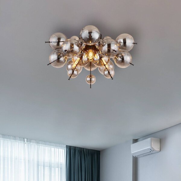 Globo Lampa sufitowa Udo, możliwość ściemniania, aluminiowy / szary / cynkowy, salon / jadalnia, szkło, nowoczesny
