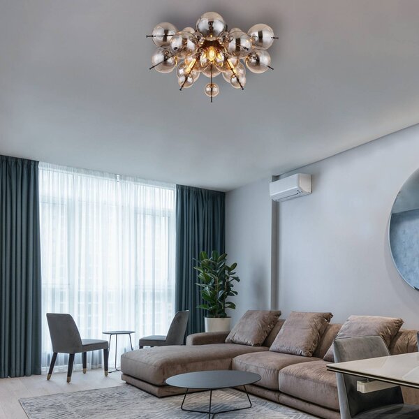 Globo Lampa sufitowa Udo, możliwość ściemniania, aluminiowy / szary / cynkowy, salon / jadalnia, szkło, nowoczesny