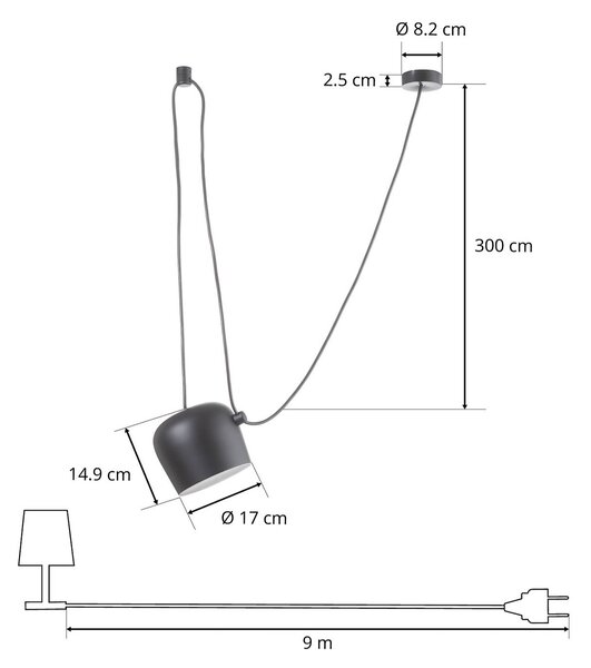 FLOS Lampa wisząca designerska AIM Small, możliwość ściemniania, czarny, salon / jadalnia, aluminium, design
