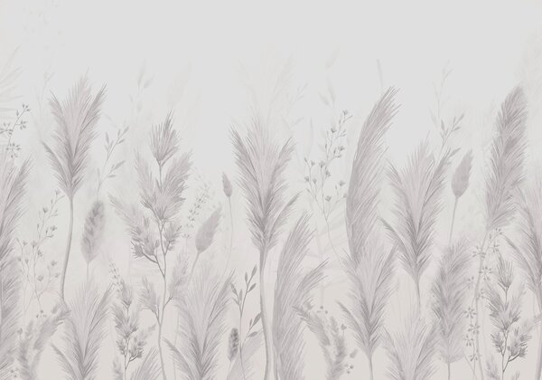 Fototapeta Białe tło z trawą i kwiatami, Fototapety Natura, Popularne Fototapety, w02446v1 - Tapeko.pl