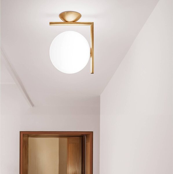 FLOS Kinkiet designerski IC C/W1, możliwość ściemniania, mosiężny / złoty, salon / jadalnia, mosiądz, design