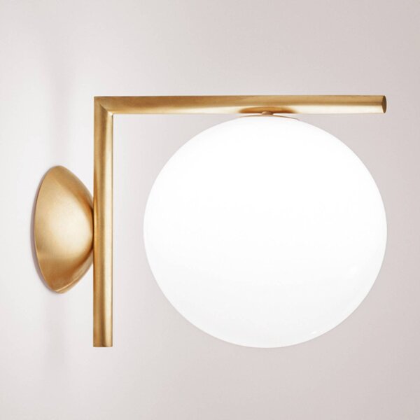 FLOS Kinkiet designerski IC C/W1, możliwość ściemniania, mosiężny / złoty, salon / jadalnia, mosiądz, design