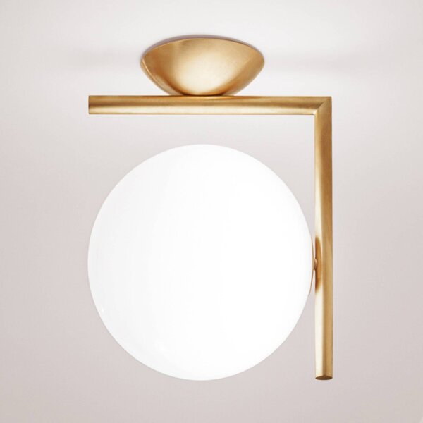 FLOS Kinkiet designerski IC C/W1, możliwość ściemniania, mosiężny / złoty, salon / jadalnia, mosiądz, design