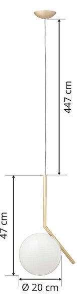 FLOS Lampa wisząca designerska IC S1, możliwość ściemniania, mosiężny / złoty, salon / jadalnia, mosiądz, design