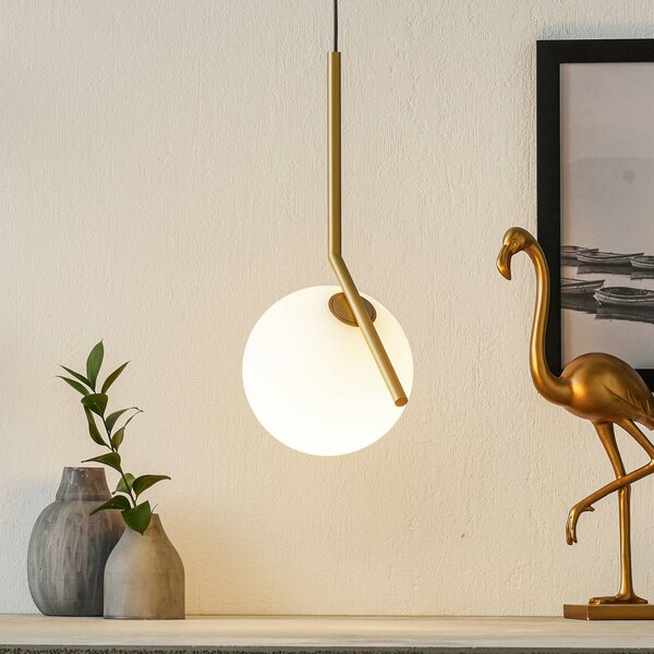 FLOS Lampa wisząca designerska IC S1, możliwość ściemniania, mosiężny / złoty, salon / jadalnia, mosiądz, design