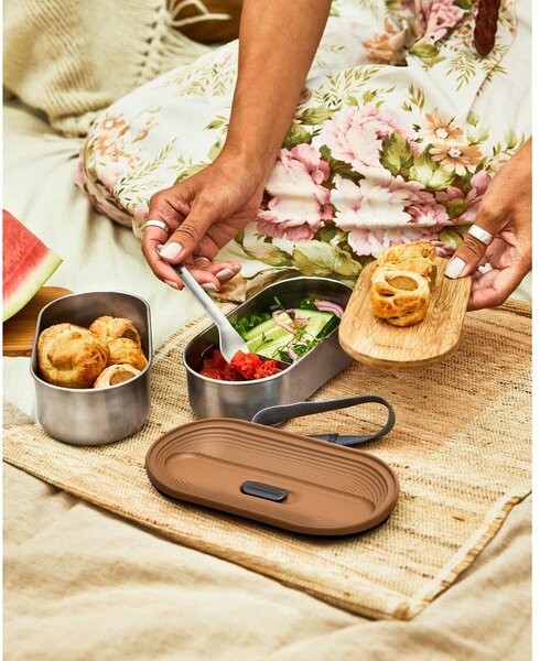 Lunchbox 2 szt. z podziałką Bento – Black + Blum
